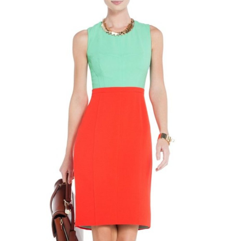 BCBGMAXAZRIA Blaire Colorblock Dress Red/Mint Sz 2